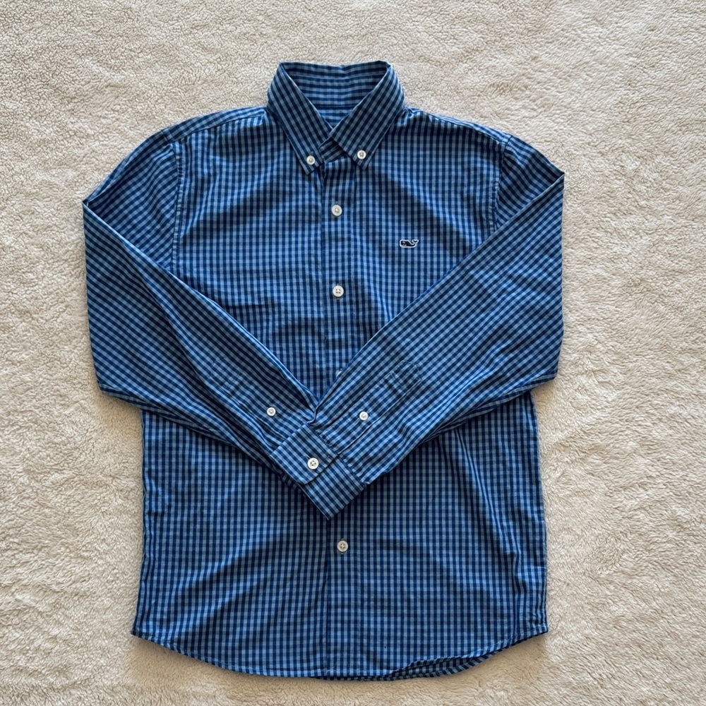 Vineyard Vines Blue Checkered Kids Button Down Shirt